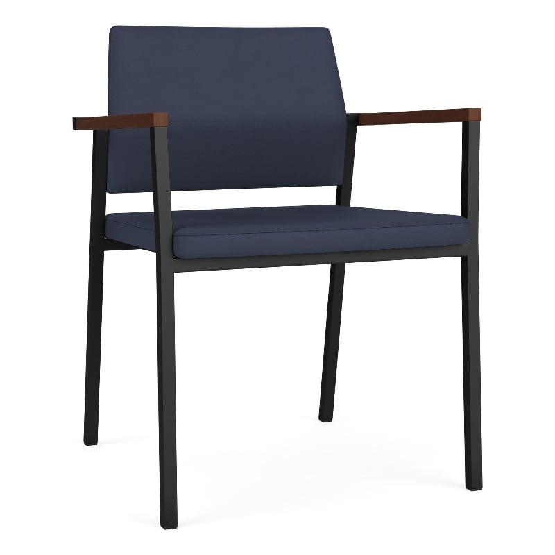 Avon Reception Waiting Room Guest Chair UPH Seat Back / Black Steel / Blue