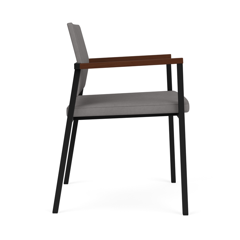 Avon Reception Waiting Guest Chair UPH Seat Back / Black Steel / Light Gray