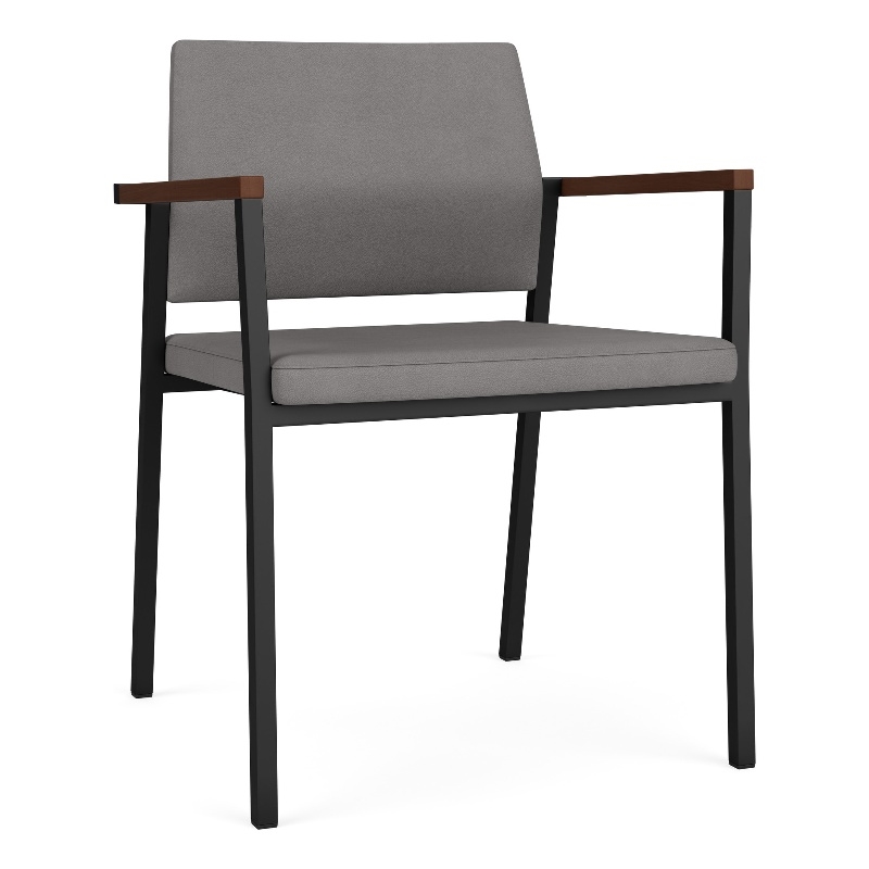 Avon Reception Waiting Guest Chair UPH Seat Back / Black Steel / Light Gray