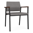 Avon Reception Waiting Guest Chair UPH Seat Back / Black Steel / Light Gray