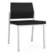 Avon Reception Waiting Armless Chair UPH Seat Back / Silver Steel / Black