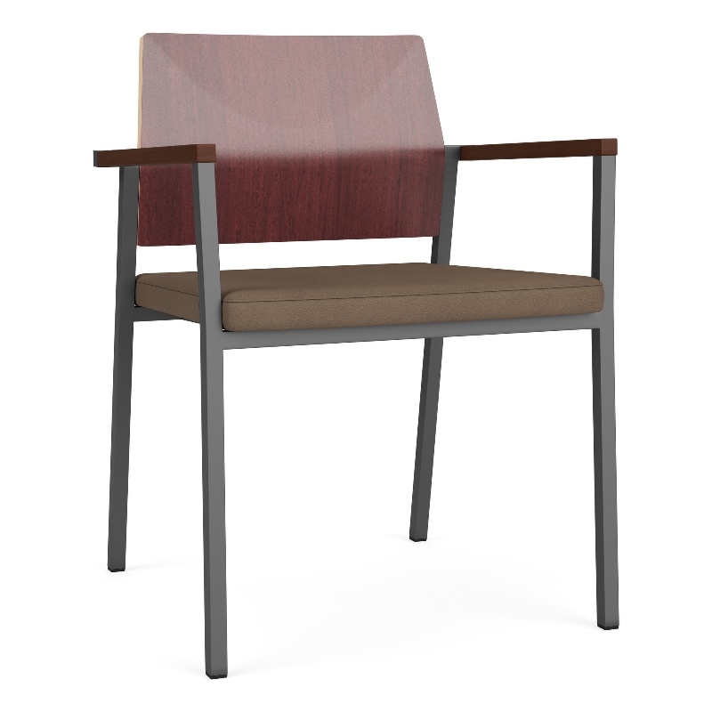 Avon Reception Guest Chair UPH Seat HPL Back / Charcoal Steel / Mahogany / Brown