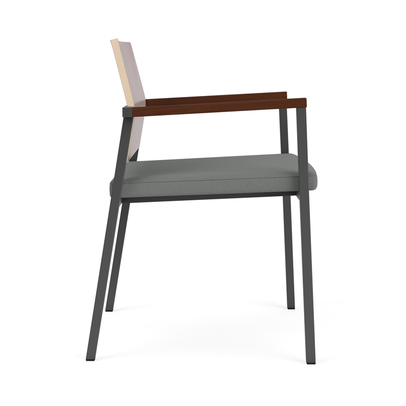 Avon Reception Guest Chair UPH Seat HPL Back / Charcoal Steel / Mahogany / Gray