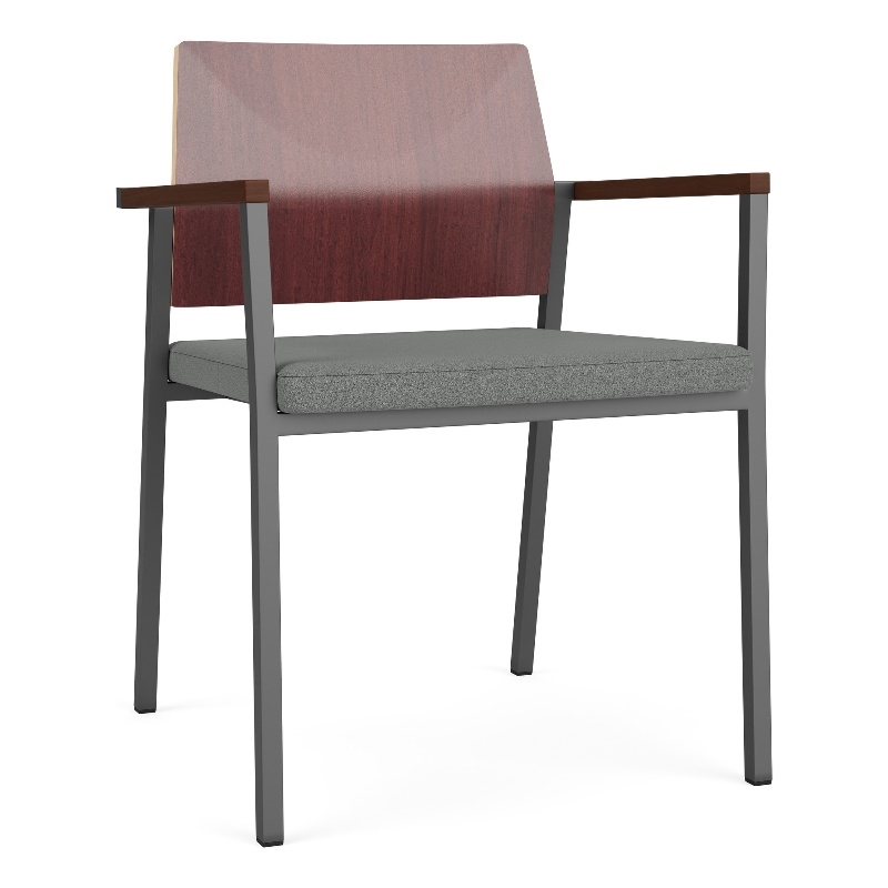 Avon Reception Guest Chair UPH Seat HPL Back / Charcoal Steel / Mahogany / Gray