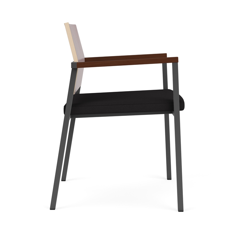 Avon Reception Guest Chair UPH Seat HPL Back / Charcoal Steel / Mahogany / Black