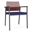 Avon Reception Guest Chair UPH Seat HPL Back / Charcoal Steel / Mahogany / Blue