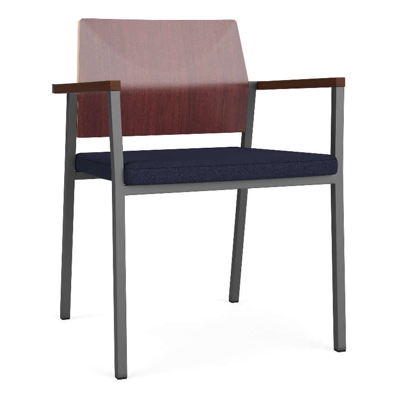 Avon Reception Guest Chair UPH Seat HPL Back / Charcoal / Mahogany / Navy Blue