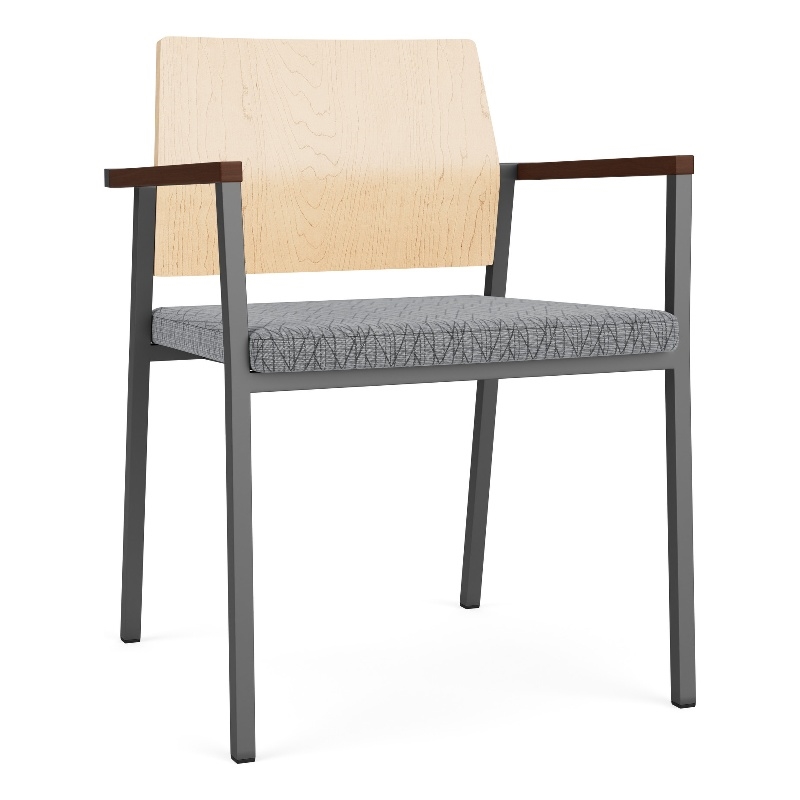 Avon Reception Guest Chair UPH Seat HPL Back / Charcoal Steel / Natural / Gray