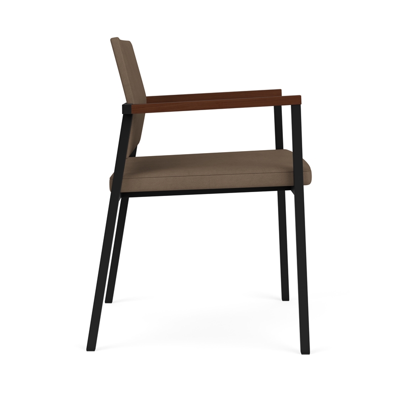 Avon Reception Waiting Guest Chair UPH Seat Back / Black Steel / Brown