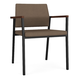 Avon Reception Waiting Guest Chair UPH Seat Back / Black Steel / Brown