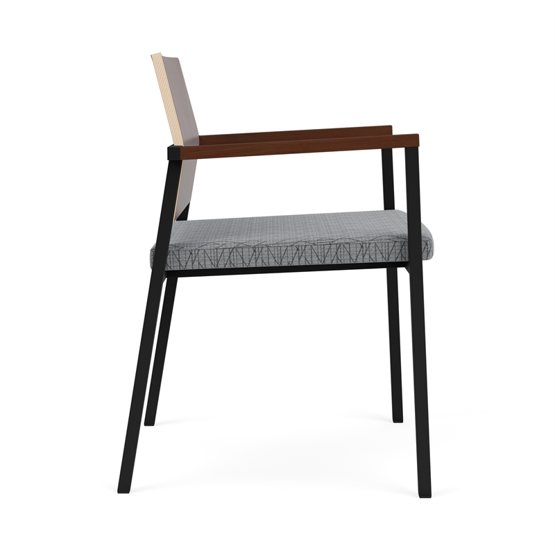 Avon Reception Guest Chair UPH Seat HPL Back / Black Steel / Walnut / Gray