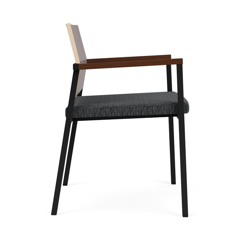 Avon Reception Guest Chair UPH Seat HPL Back / Black Steel / Walnut / Dark Gray