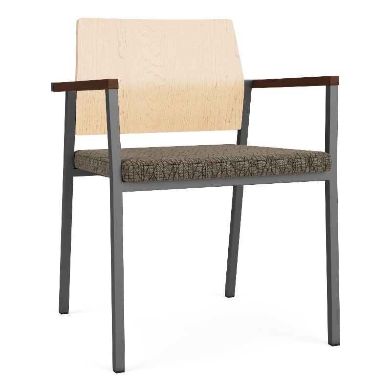 Avon Reception Guest Chair UPH Seat HPL Back / Charcoal Steel / Natural / Brown