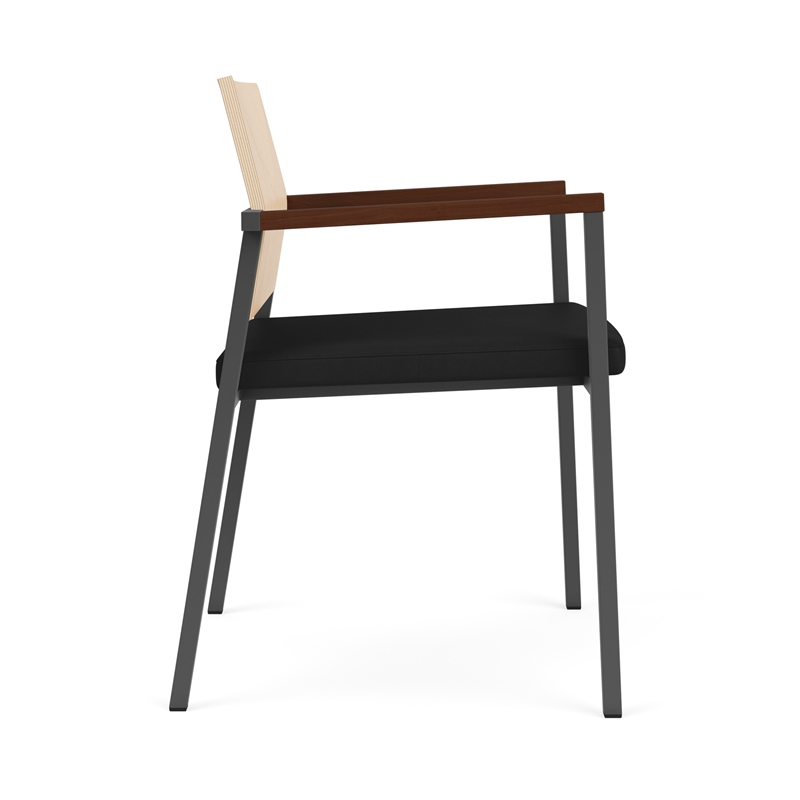 Avon Reception Guest Chair UPH Seat HPL Back / Charcoal Steel / Natural / Black