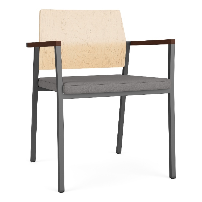 Avon Reception Guest Chair UPH Seat HPL Back / Charcoal Steel / Natural / Gray