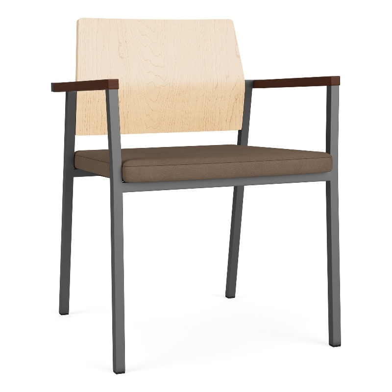 Avon Reception Guest Chair UPH Seat HPL Back / Charcoal Steel / Natural / Brown