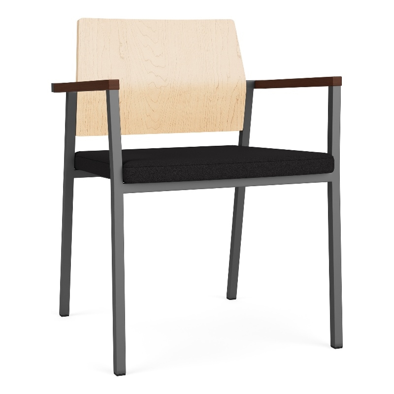 Avon Reception Guest Chair UPH Seat HPL Back / Charcoal Steel / Natural / Black