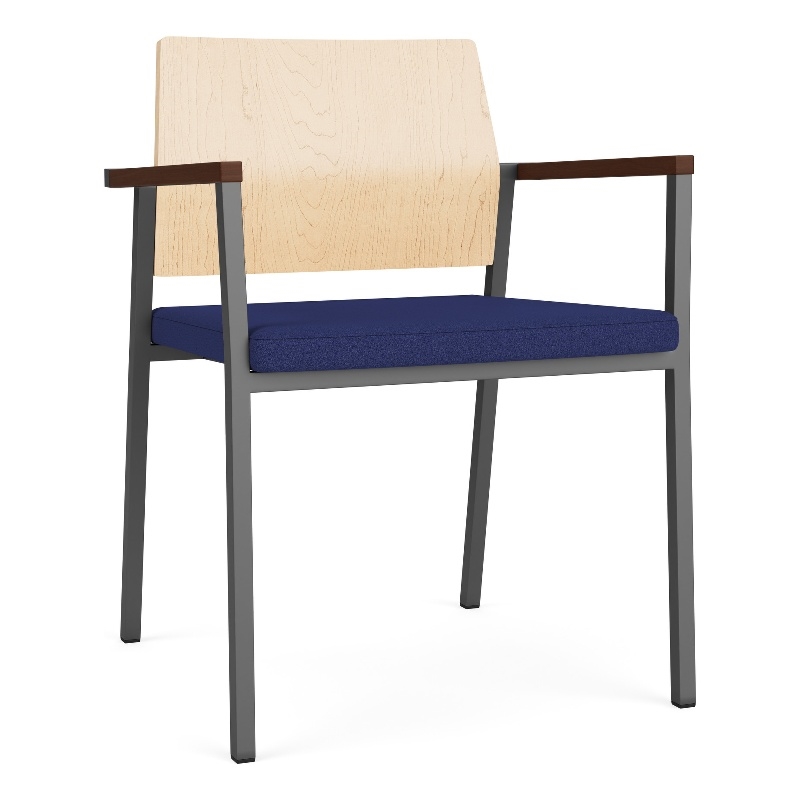 Avon Reception Guest Chair UPH Seat HPL Back / Charcoal Steel / Natural / Blue