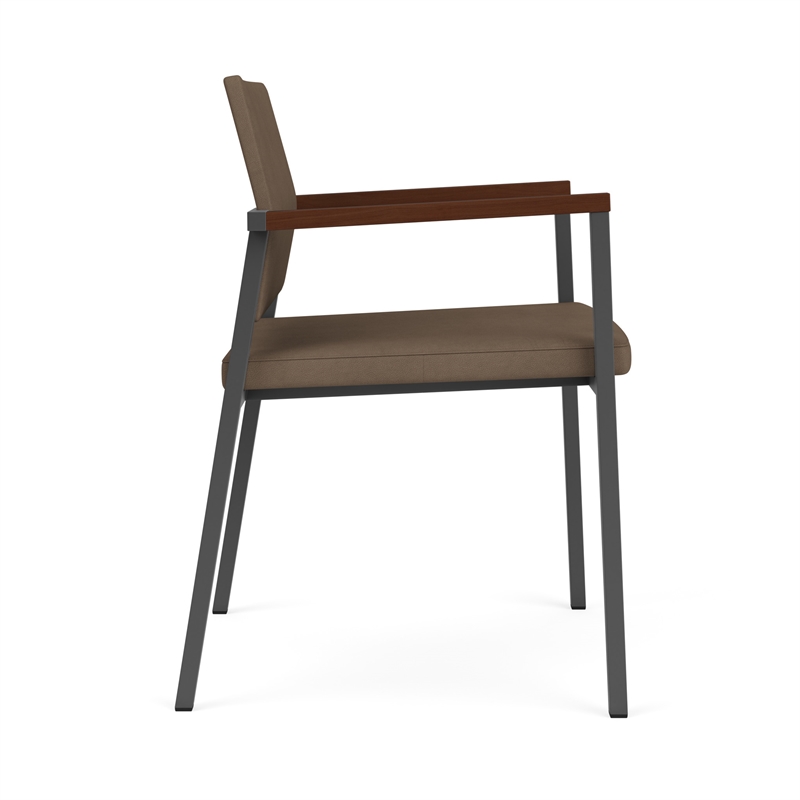 Avon Reception Waiting Guest Chair UPH Seat Back / Charcoal Steel / Brown