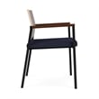 Avon Reception Guest Chair UPH Seat HPL Back / Black Steel / Walnut / Navy Blue