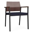 Avon Reception Guest Chair UPH Seat HPL Back / Black Steel / Walnut / Navy Blue