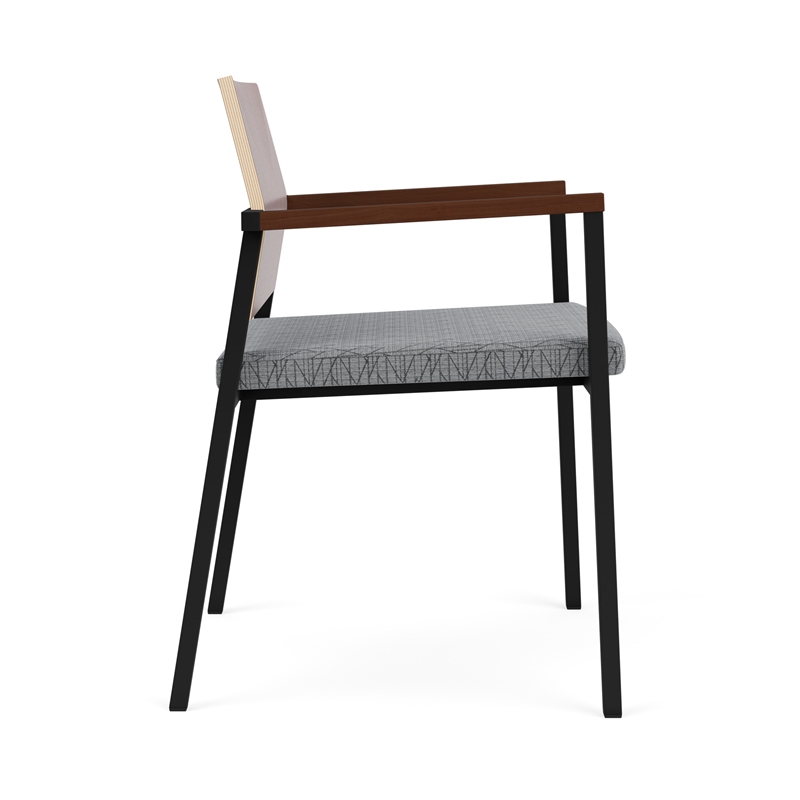 Avon Reception Guest Chair UPH Seat HPL Back / Black Steel / Mahogany / Gray