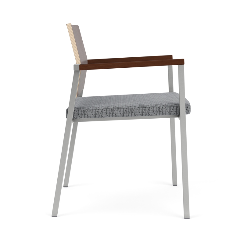 Avon Reception Guest Chair UPH Seat HPL Back / Silver Steel / Walnut / Gray