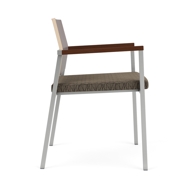 Avon Reception Guest Chair UPH Seat HPL Back / Silver Steel / Walnut / Brown