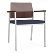 Avon Reception Guest Chair UPH Seat HPL Back / Silver Steel / Walnut / Blue