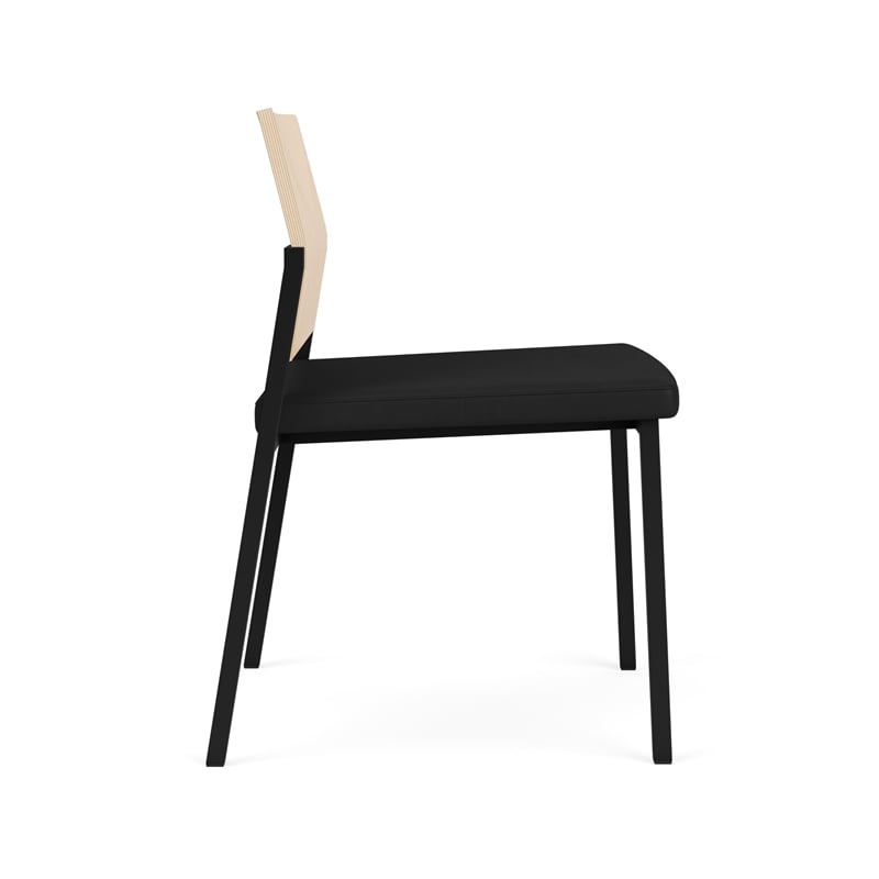Avon Reception Armless Chair UPH Seat HPL Back / Black Steel / Natural / Black