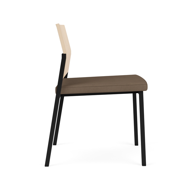 Avon Reception Armless Chair UPH Seat HPL Back / Black Steel / Natural / Brown