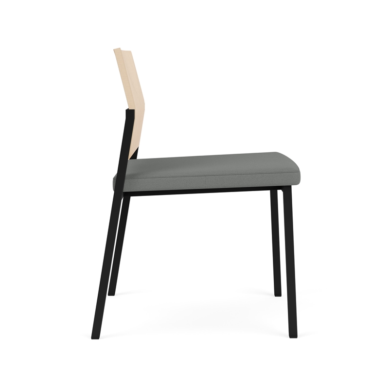 Avon Reception Armless Chair UPH Seat HPL Back / Black Steel / Natural / Gray