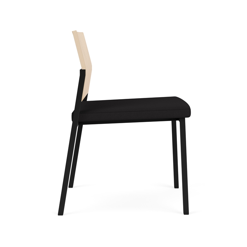Avon Reception Armless Chair UPH Seat HPL Back / Black Steel / Natural / Black
