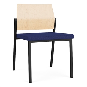 Avon Reception Armless Chair UPH Seat HPL Back / Black Steel / Natural / Blue