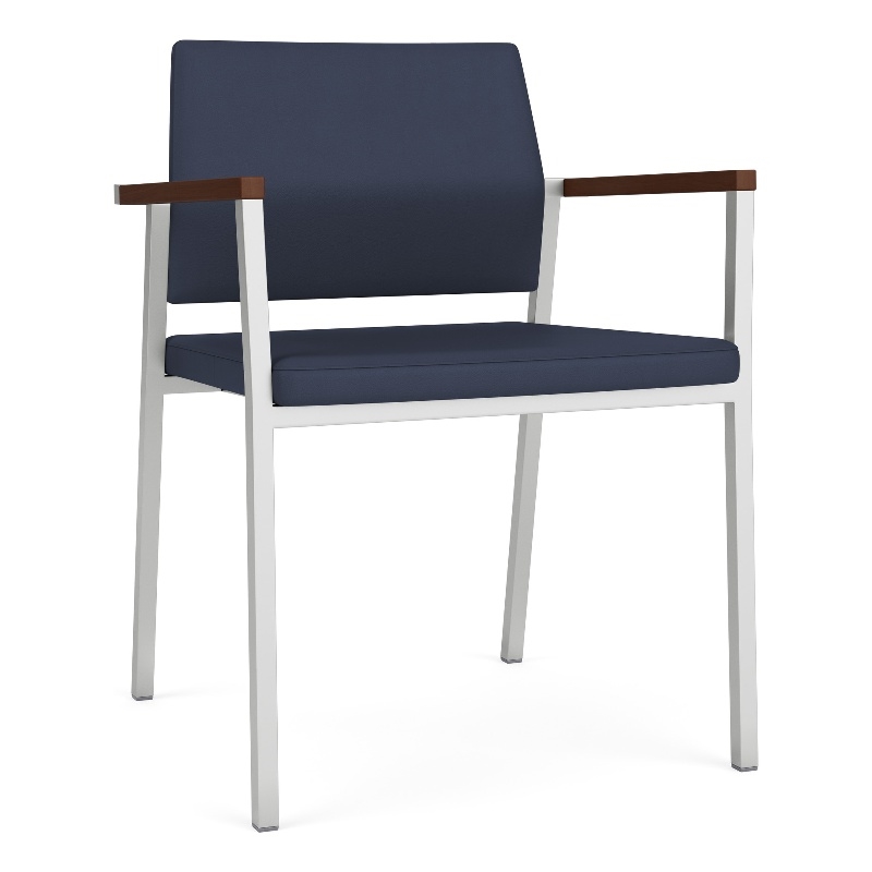 Avon Reception Waiting Guest Chair UPH Seat Back / Silver Steel / Blue