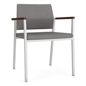 Avon Reception Waiting Guest Chair UPH Seat Back / Silver Steel / Light Gray