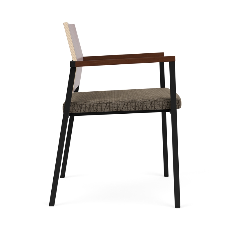 Avon Reception Guest Chair UPH Seat HPL Back / Black Steel / Mahogany / Brown