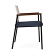 Avon Reception Guest Chair UPH Seat HPL Back / Black Steel / Mahogany / Blue