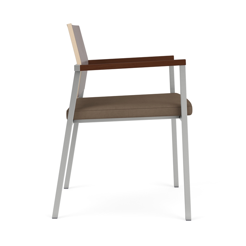 Avon Reception Guest Chair UPH Seat HPL Back / Silver Steel / Walnut / Brown