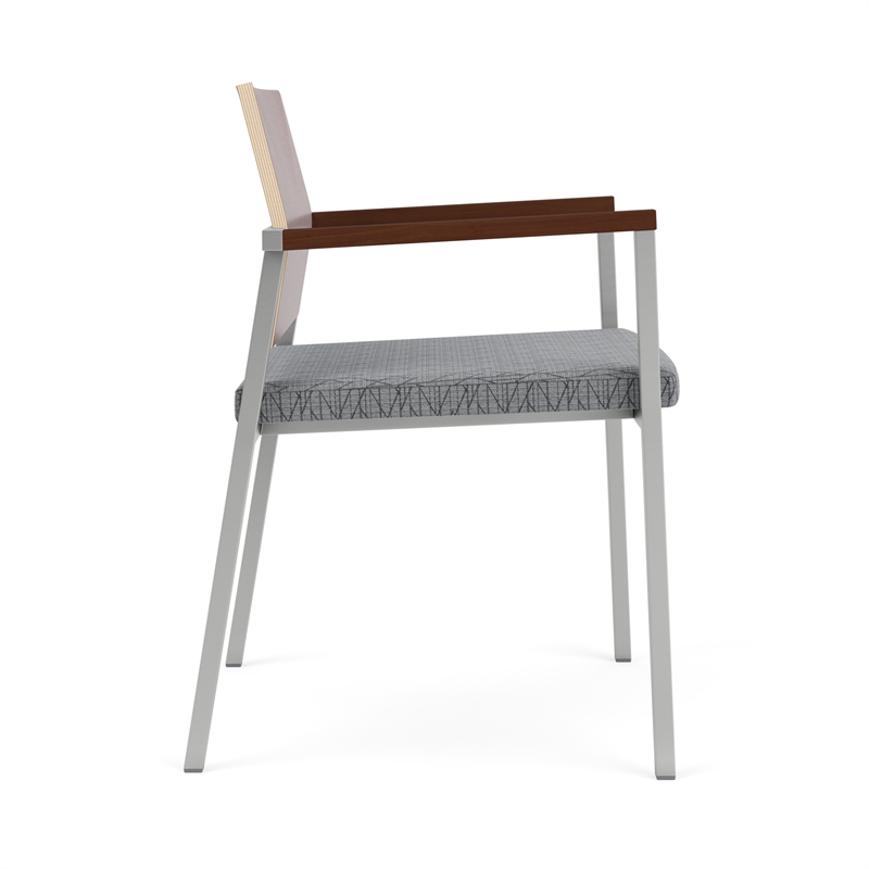 Avon Reception Guest Chair UPH Seat HPL Back / Silver Steel / Mahogany / Gray