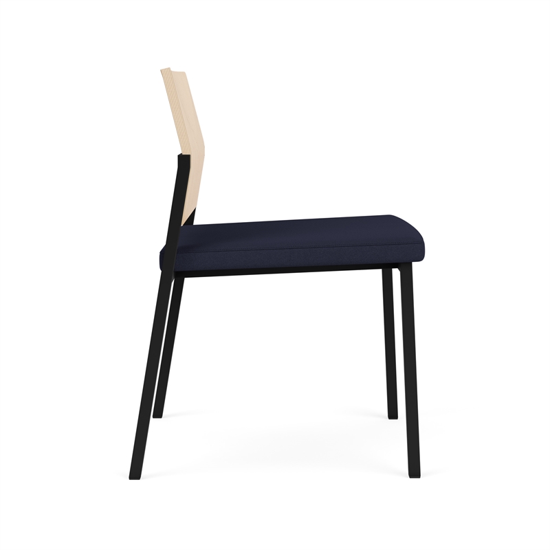 Avon Reception Armless Chair UPH Seat HPL Back / Black / Natural / Navy Blue