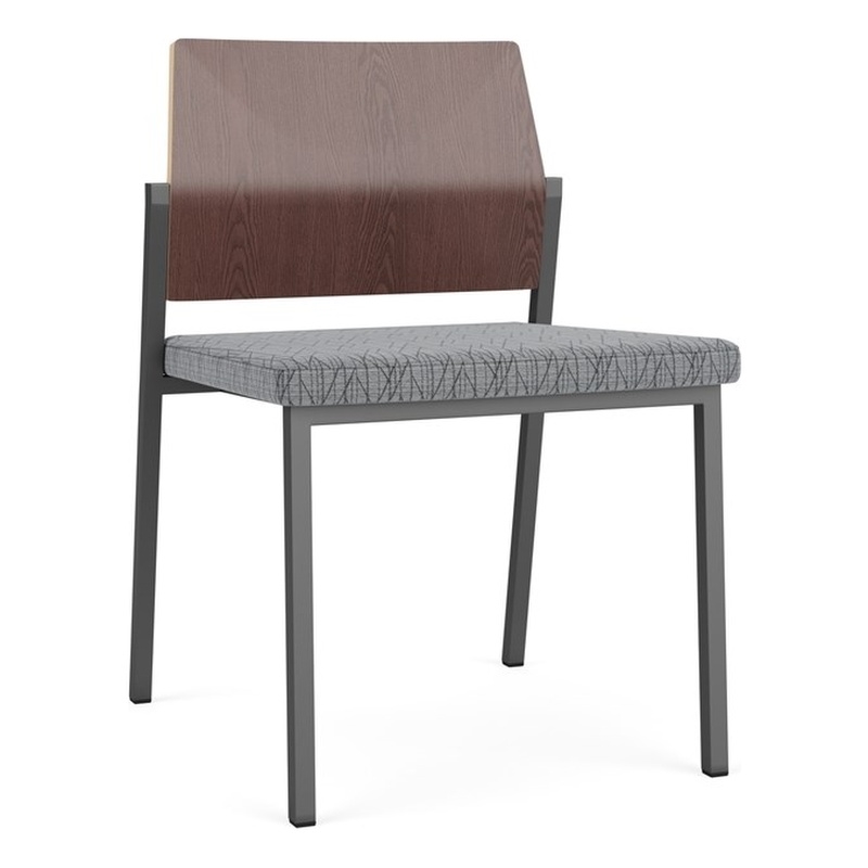 Avon Reception Armless Chair UPH Seat HPL Back / Charcoal Steel / Walnut / Gray