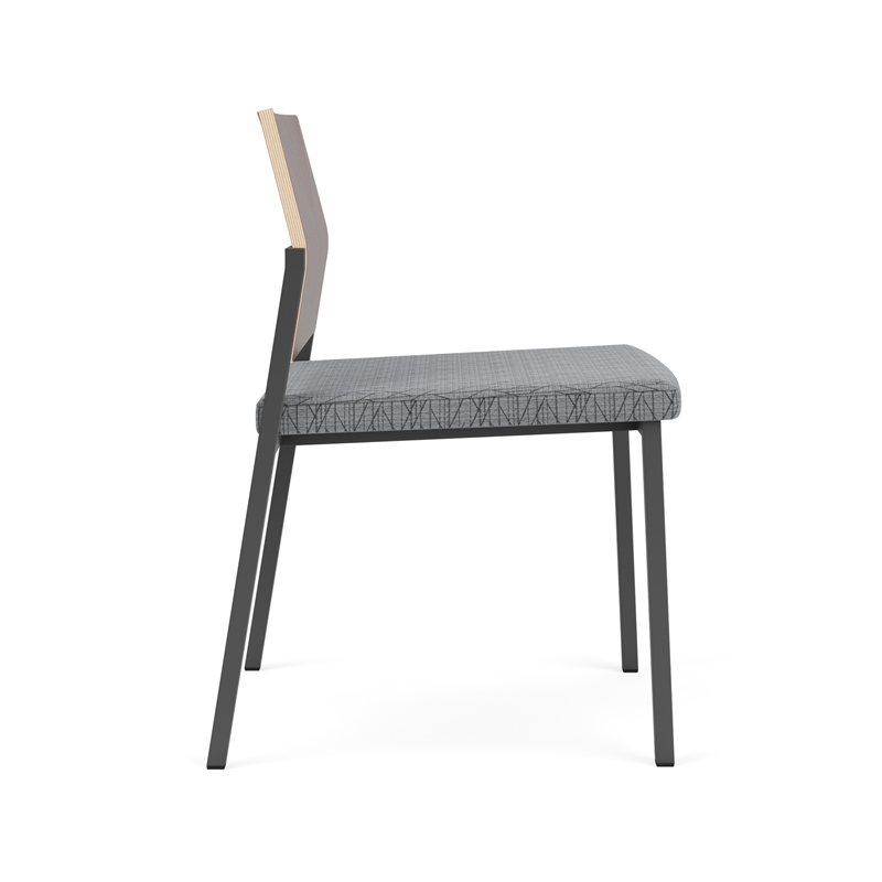 Avon Reception Armless Chair UPH Seat HPL Back / Charcoal Steel / Walnut / Gray