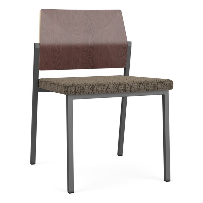 Avon Reception Armless Chair UPH Seat HPL Back / Charcoal Steel / Walnut / Brown