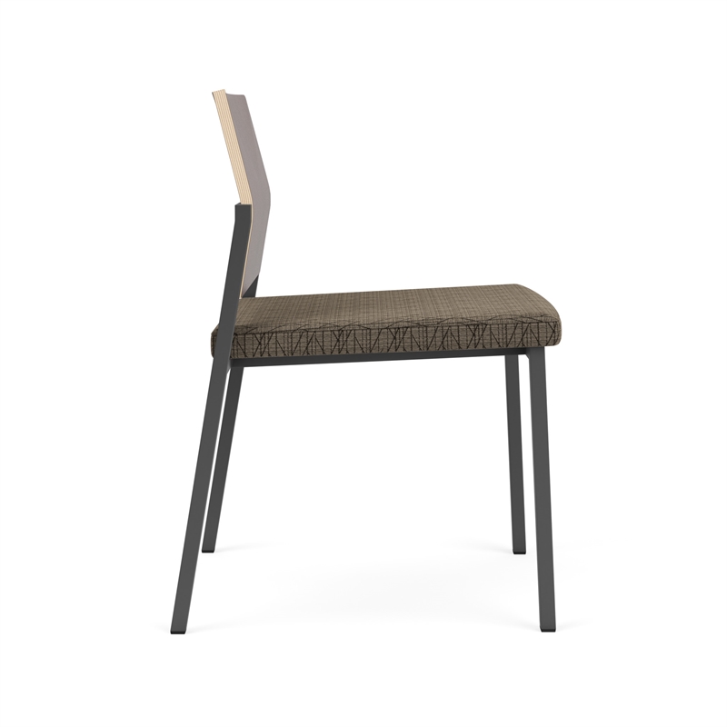 Avon Reception Armless Chair UPH Seat HPL Back / Charcoal Steel / Walnut / Brown