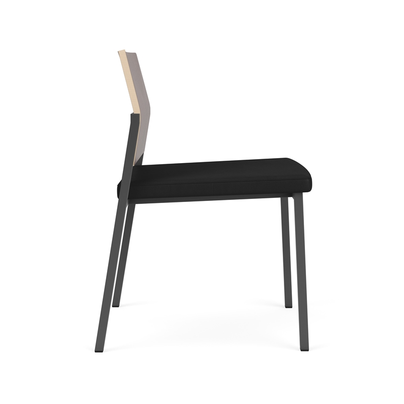 Avon Reception Armless Chair UPH Seat HPL Back / Charcoal Steel / Walnut / Black