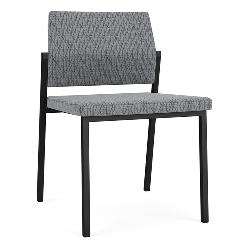 Avon Reception Waiting Armless Chair UPH Seat Back / Black Steel / Gray