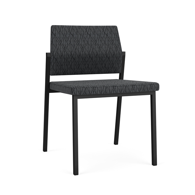 Avon Reception Waiting Armless Chair UPH Seat Back / Black Steel / Dark Gray