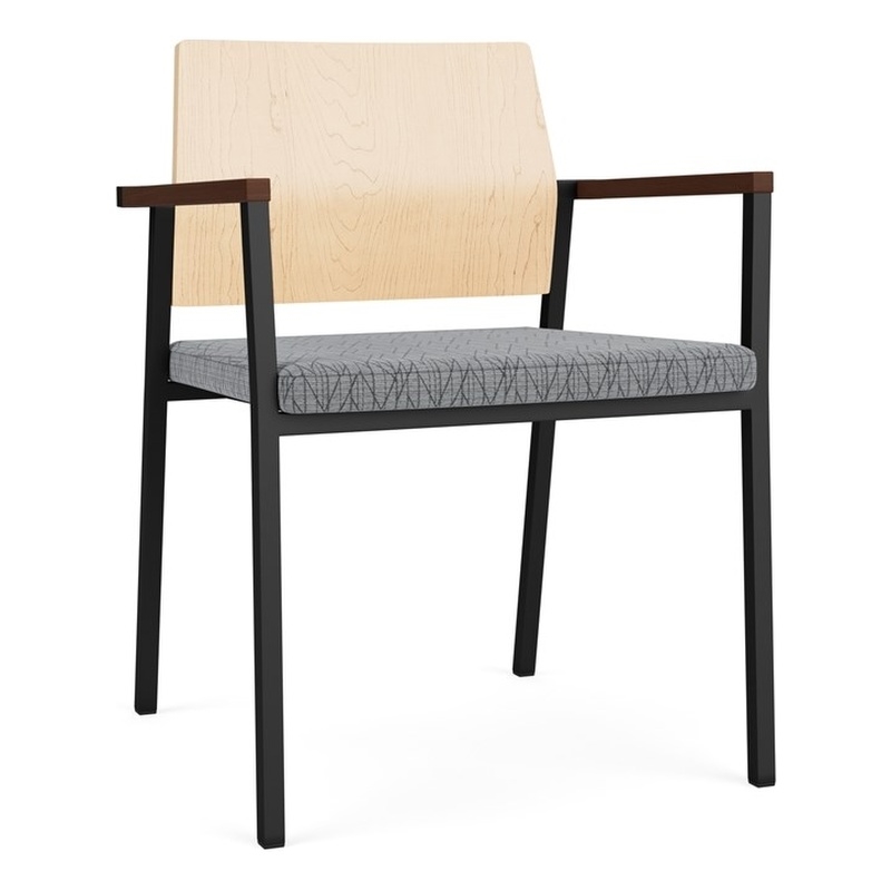 Avon Reception Guest Chair UPH Seat HPL Back / Black Steel / Natural / Gray