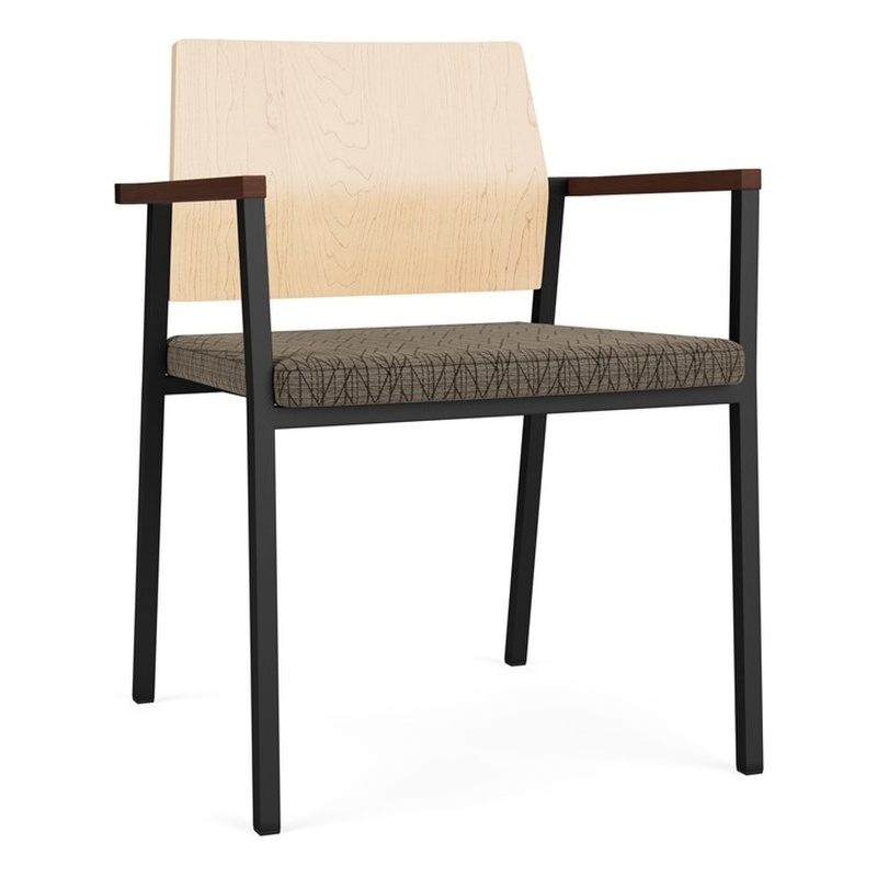 Avon Reception Guest Chair UPH Seat HPL Back / Black Steel / Natural / Brown